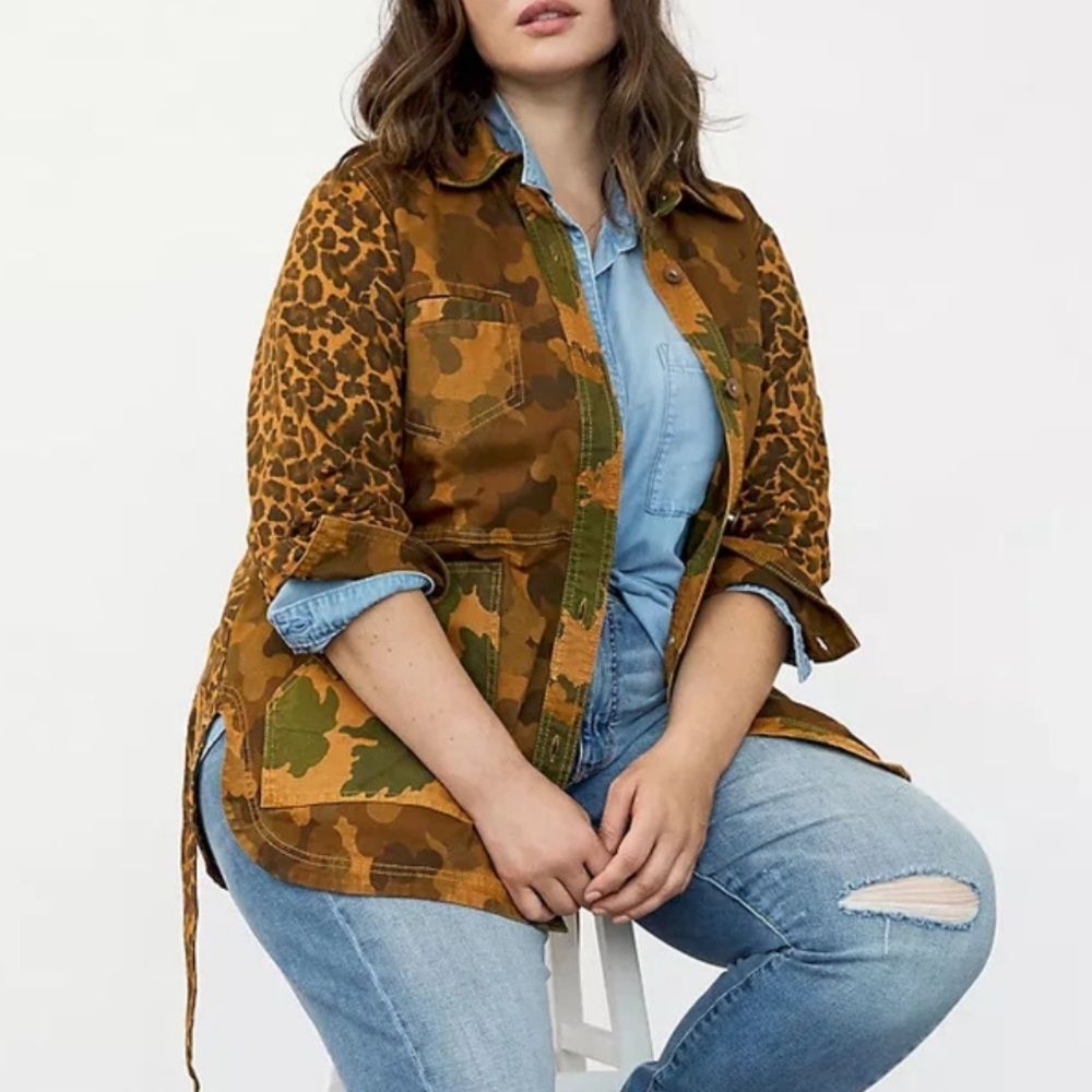 Anthropologie Pilcro Camo & Leopard Print Utility Jacket